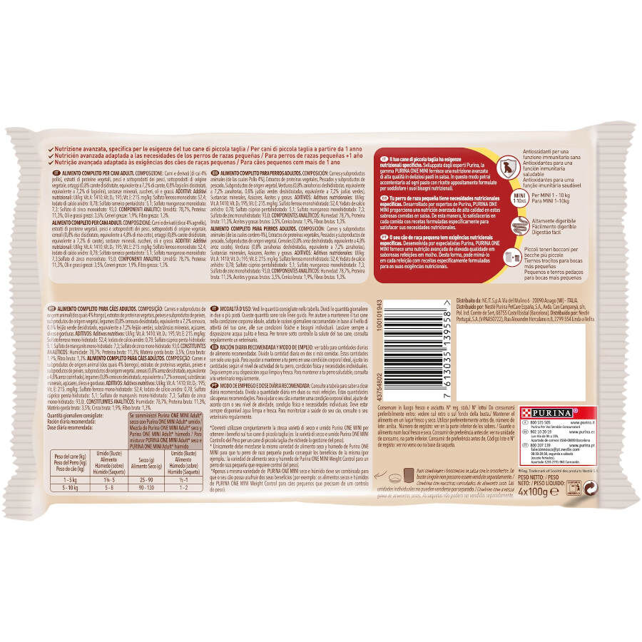 4 saquetas x 85 g One Adult Mini Small Multipack Frango e Cordeiro com molho em saquetas para c&atilde;es , , large Imagem n&uacute;mero 2